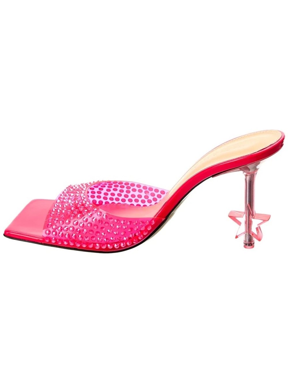 Hot Pink Crystal-Embellished Star Mule with Star Heel. NWT - Size 38 / US 7